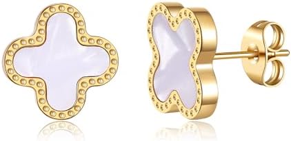 AIPPK 18K Gold Plated Clover Earrings for Women Four Leaf Clover Stud Earrings Lucky Dangle Earrings Jewelry Gifts for Teen Girls