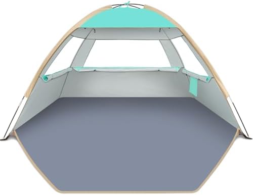 Gorich Beach Tent, Beach Shade Tent for 3/4-5/6-7/8-10 Person with UPF 50+ UV Protection, Portable Beach Tent Sun Shelter Canopy, Lightweight & Easy Setup Cabana Beach Tent