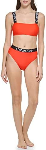 Calvin Klein womens Bra Top With Removable Soft Cups High Waist Bottom Logo Elastic 2 Piece Set