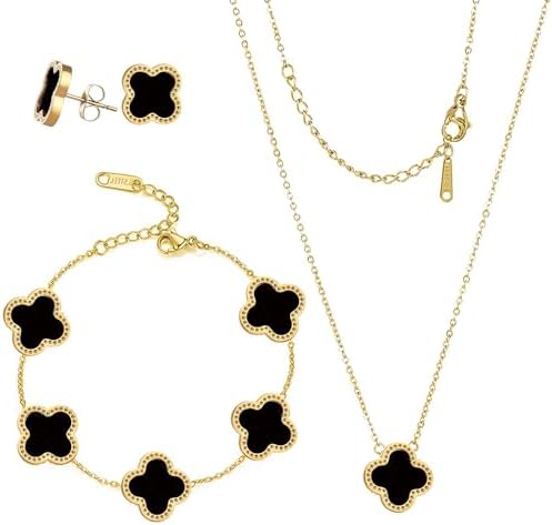 HighSpark Mothers Day Gifts Necklace Pendant Earring Bracelet Set | Jewelry Gift for Women & Girls | Jewelry Set - Black