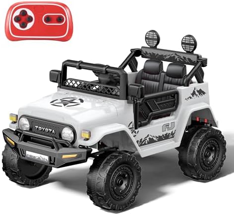 Powerwhale Kids car Electric car for Kids- Kids Jeep Remote Control Ride on car for Toddlers 12v Ride on Toys Children's White