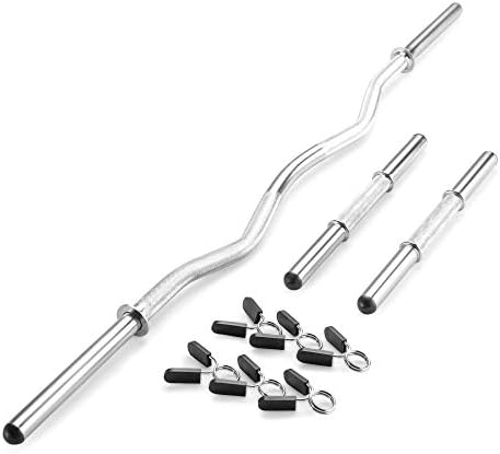 Marcy Hollow Curl Bar and Dumbbell Handle Set with Spring Collars