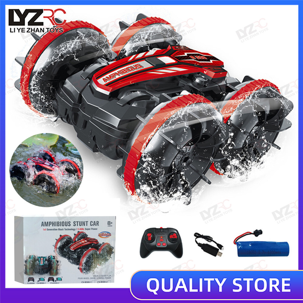 LYZRC RC Car 2.4G Amphibious Remote Control Stunt Car Hand Control Car Double-sided Tumbling Driving Vehicle Children's Electric Toys Car for Kids Boys Girls