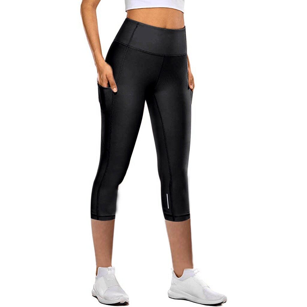MMHWALL 1women's yoga pants Women's Tight Elastic Quick Drying Yoga Pants Reflective Seven Point Yoga Pants